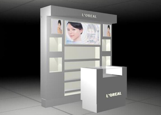 RAL Color Cosmetic Display Stand / Beauty Product Display Units Flooring Style supplier
